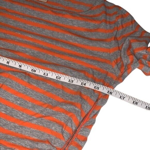 Michael Michael Kors Orange & Gray Striped 3/4 Sleeve Ruched Top M - Picture 10 of 10